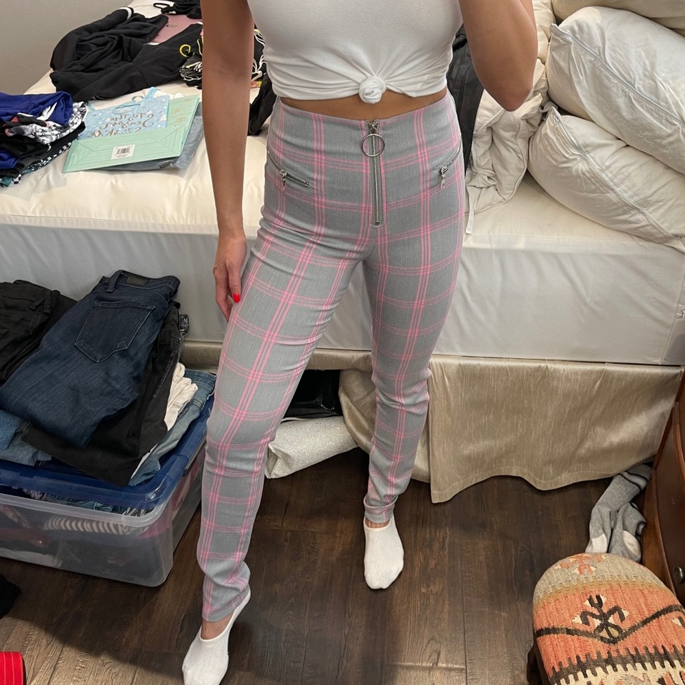 TIGER MIST Plaid High Waist Pants